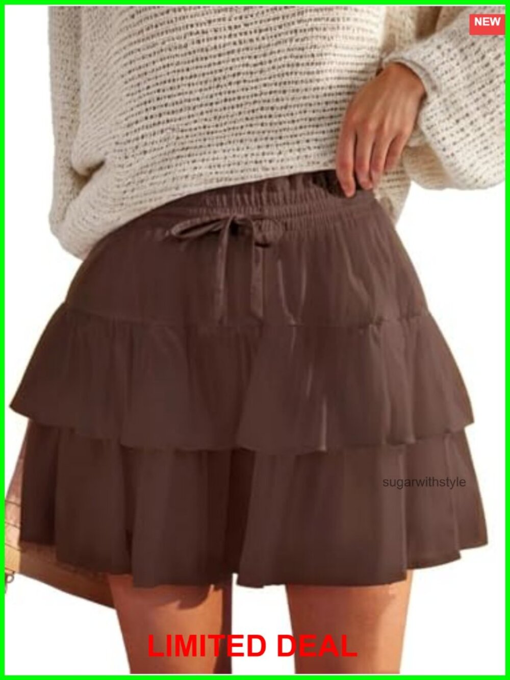 Women's Pleated Mini Skort Ruffled Tiered Built-in Shorts High Waist Golf Tennis